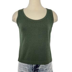 St. John Knit Sleeveless Shell Sweater Tank Top in Green | Size P (XXS-XS)